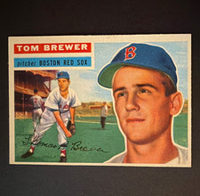 Topps 1956 Tom Brewer #34 Boston Red Sox Rookie Baseball Trading Card. rookie card picture
