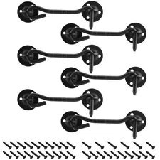 MANCHAP 6 Pack 4 Inch Hook and Eye Latches, Stainless Steel Cabin Door Gate L...