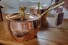 RUFFONI HISTORIA HammeredCopperTin-Lined 2.5Qt/Saut Pan W/DoubleAcornLid NWT