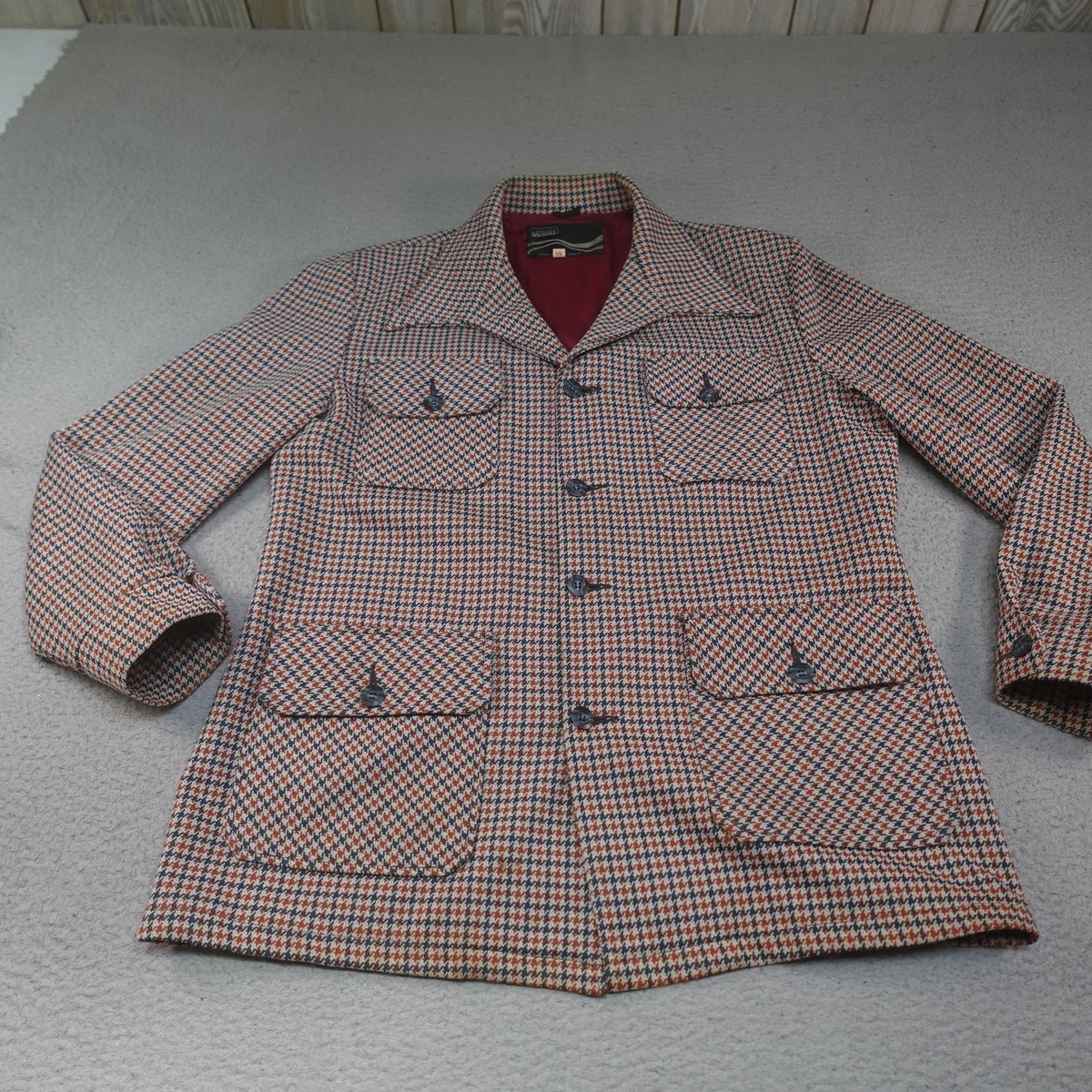 Vintage Montgomery Ward Blazer Mens 44 Brown Check Wool Tweed Vintage Montgomery Ward Blazer Mens 44 Brown Check Wool Tweed