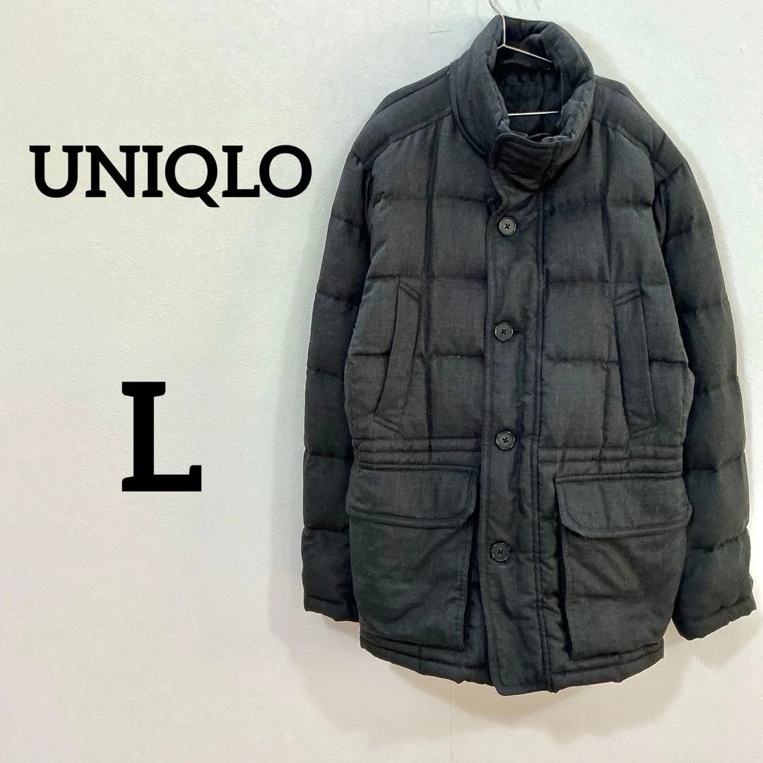 Uniqlo Down Jacket Gray L Coat Warm Puffer 100% Down New
