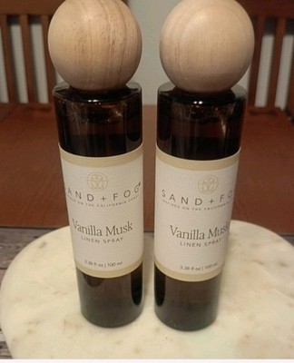 Sand + Fog vanilla musk Room Spray Glass Bottle 3.4 oz each Lot of 2 Brand New