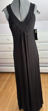 Karen Kane women size L black rayon blend sleeveless v neck maxi dress