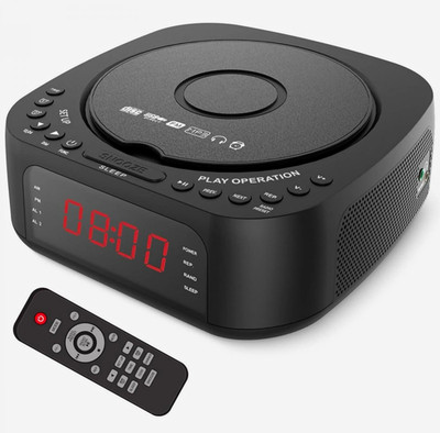 Radiowecker CD/MP3 Bluetooth FM USB-Ladefunktion Dual Alarm LED schwarz