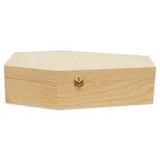 Wooden Coffin Box 12 inch Unfinished, Halloween Decor, Pet Casket | Woodpeckers