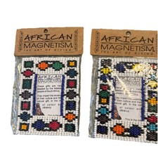2 Ct Hand Made Beaded Small Photo Frame South African Colorful 3"x 3.5" Magnetic