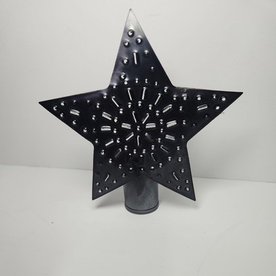 Primitive Rustic 5.5'' Punched Tin Christmas Tree Star Tree Topper