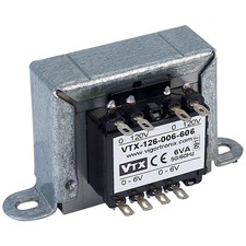 Vigortronix Chassis Mains Transformer 6VA 2x 0-6V