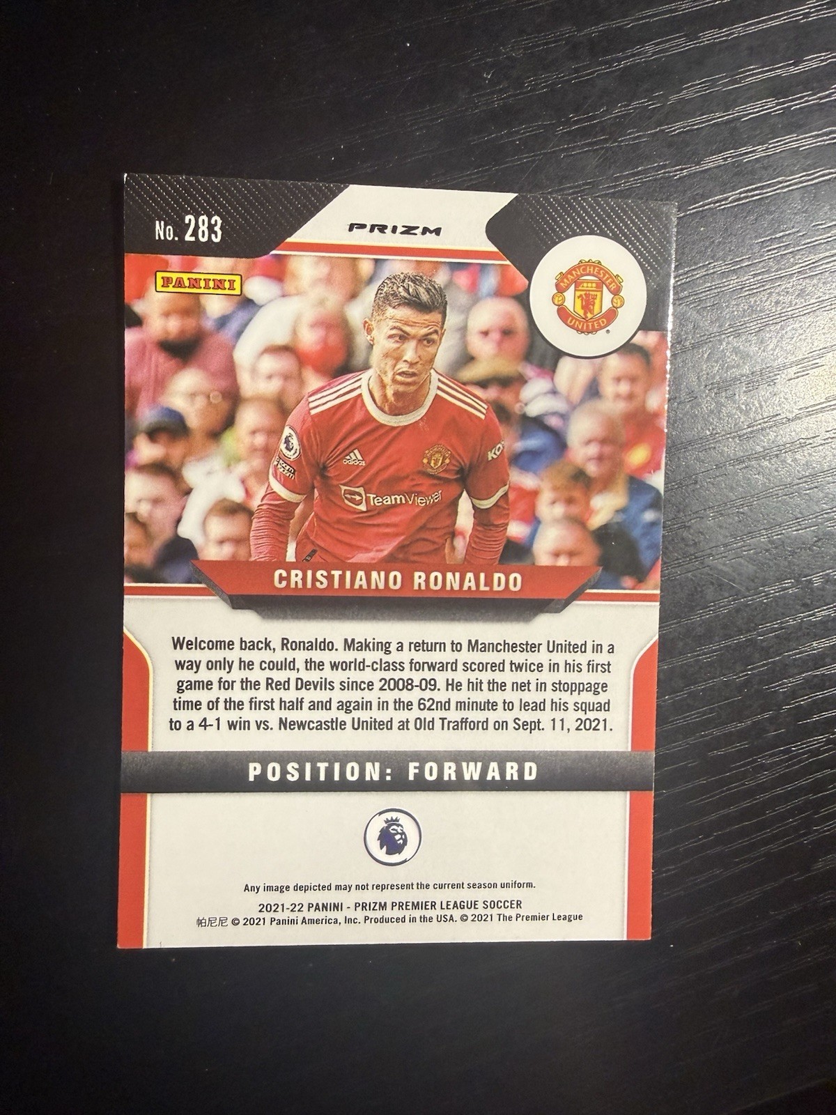 2021-22 Panini Prizm Premier League Cristiano Ronaldo #283 Green Wave Prizm view 6
