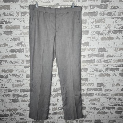 NWT Perry Ellis Dress Pants Mens 38x36 Gray Herringbone Straight Leg Flat Front