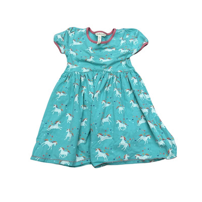 Matilda Jane Girls Size 4 Blue Unicorn Daydream Short Sleeve Lightweight Dress