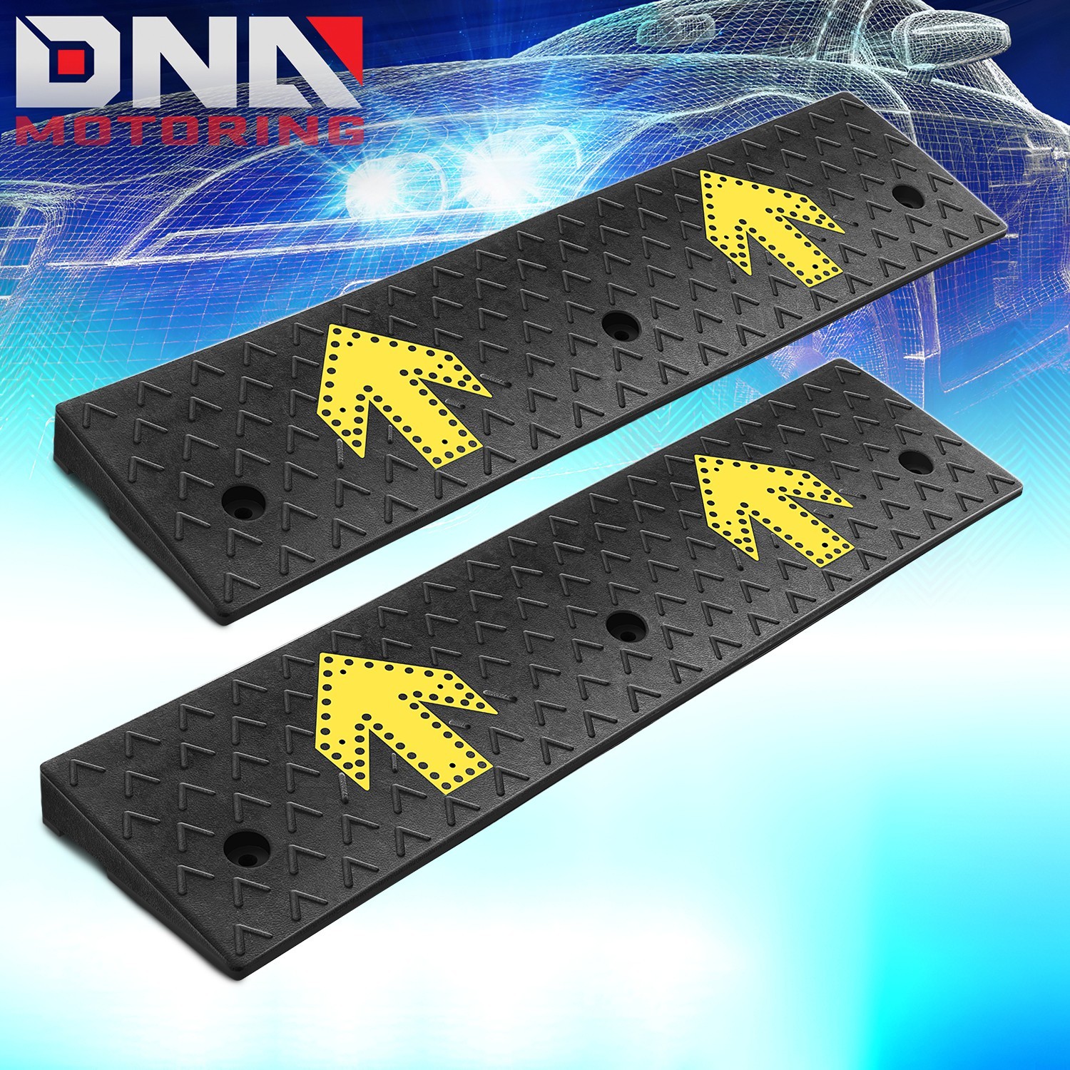 2" Rise Heavy Duty Rubber Driveway Threshold Curb Ramp for Wheelchair Cars 2Pcs