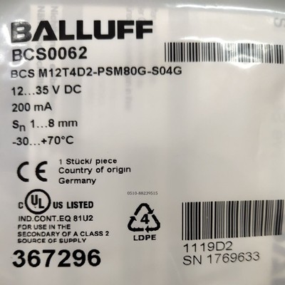 1pcs new balluff BCS M12T4D2-PSM80G-S04G Proximity sensor FREE SHIP