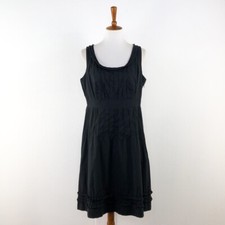 Tory Burch Black Sleeveless Pleated A Line Dress sz 12