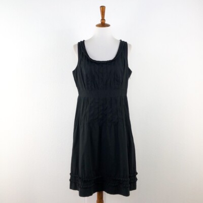 Tory Burch Black Sleeveless Pleated A Line Dress sz 12