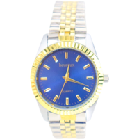 RöTting Design Herrenuhr Goldfarbene LüNette Und Blaues Ziffernblatt Neu
