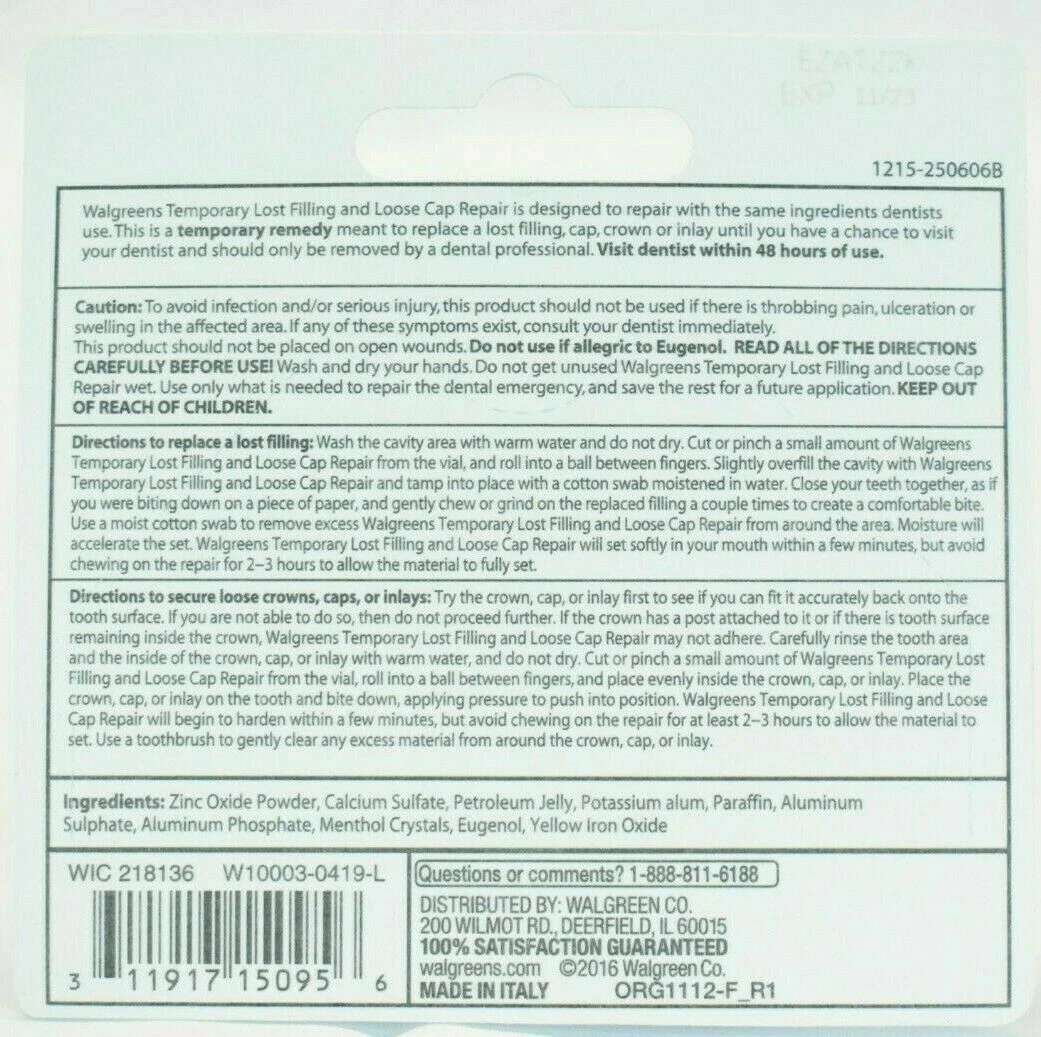Dental cement walgreens deals