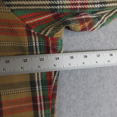 Big Mac Flannel Shirt Mens Large Tall Beige Tartan Plaid Vintage Button Up - Picture 7 of 8