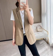 Lady Women's Blazer Gilet Waistcoat Vest Tank Tops Coat Jacket Cardigan Fashion