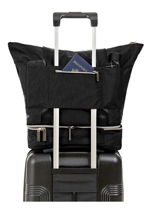 Biaggi Zipsak Boost! Tote Black Microfold Carry-On Expands to 15"x12"x8" NEW