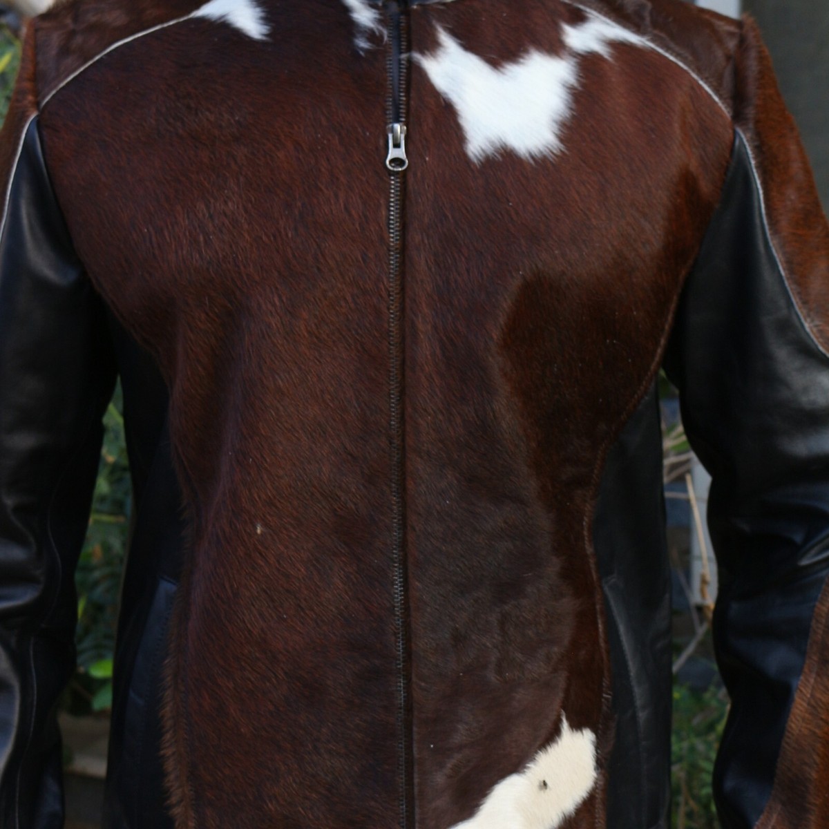 Men's Cowhide Hair On Jacket Authentic Pony Skin Leather Jacket