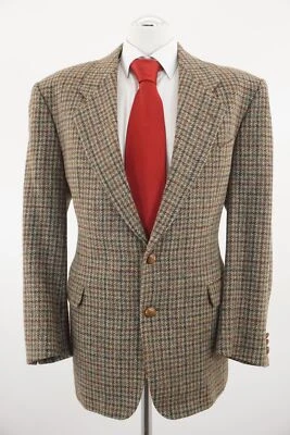 Harris Tweed Sakko Jackett 26 grün kariert Einreiher 2-Knopf Lederknöpfe D175 - Bild 1 von 4