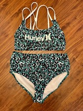 womens swimsuit plus size 1x, Hurley, Leopard, Teal, Black, Two Piece, Highwaist