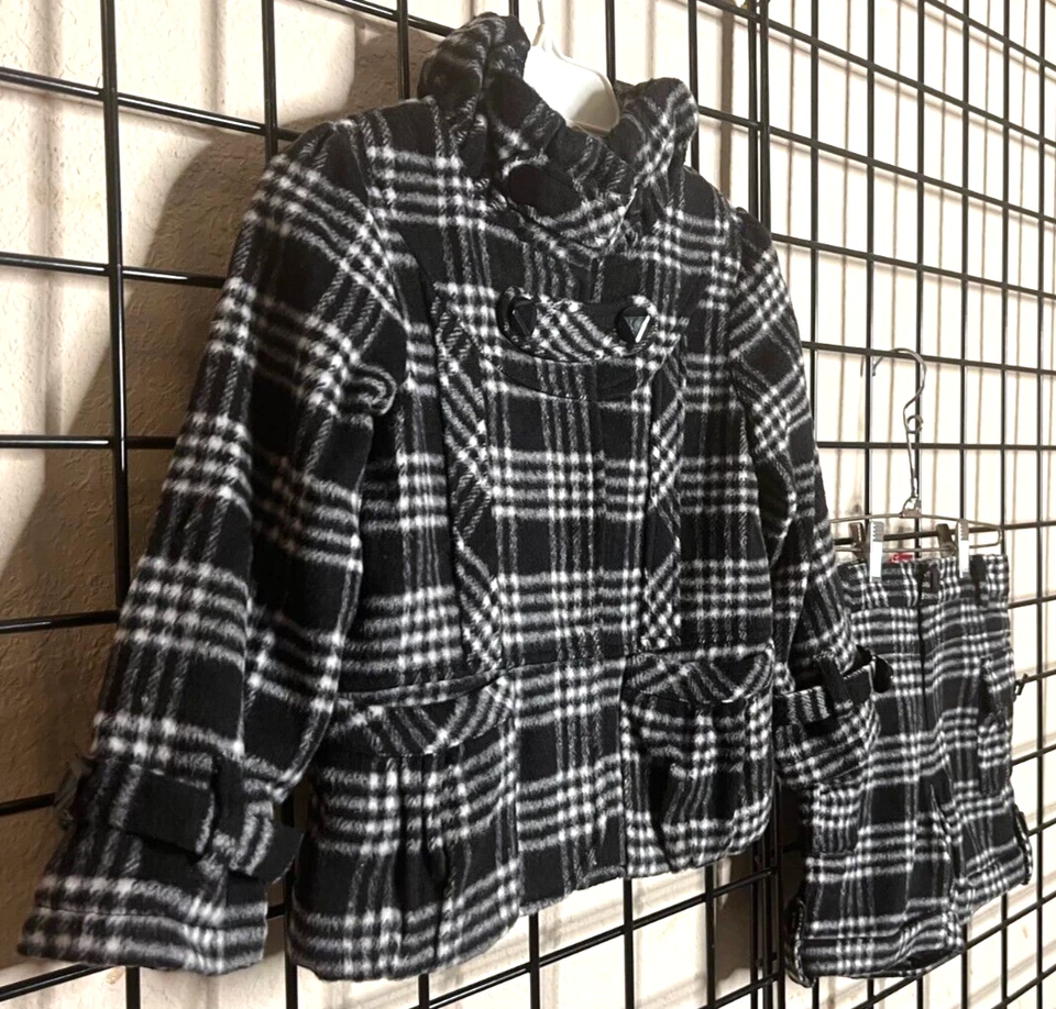 NEW NWT 2PC Black/White Plaid Darling Jacket/Short SET-Mini Treasure Kids 5/6Y - Image 2 of 4