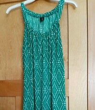 Women's Summer Dress Green and White Geometric Dress Mt Collection Small Medium