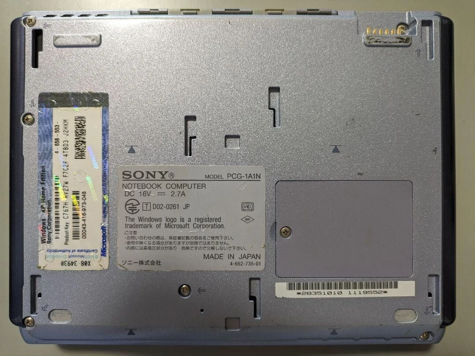 Notebook Sony Vaio PCG-U1 UMPC Windows XP CRUSOE TRANSMETA CPU tipo U Excelente - Imagem 3 de 4