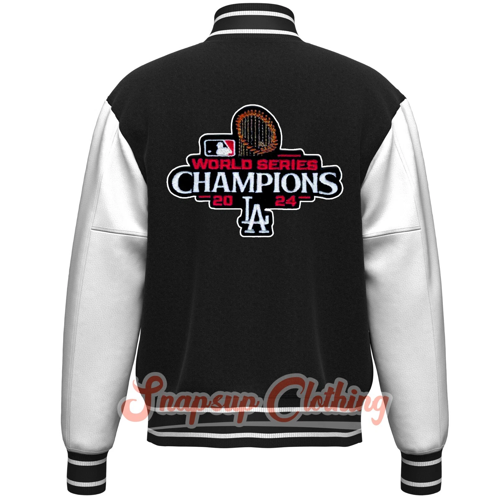 LA Dodgers Black & White World Series Champions 2024 Varsity Jacket
