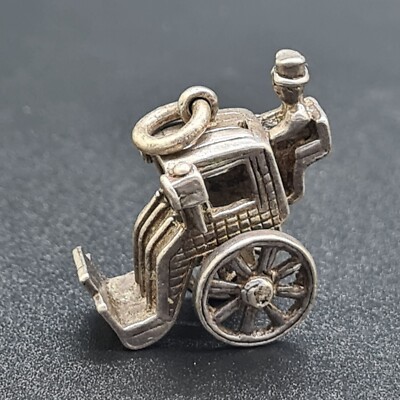 Vintage Sterling Silber Kutsche Charm