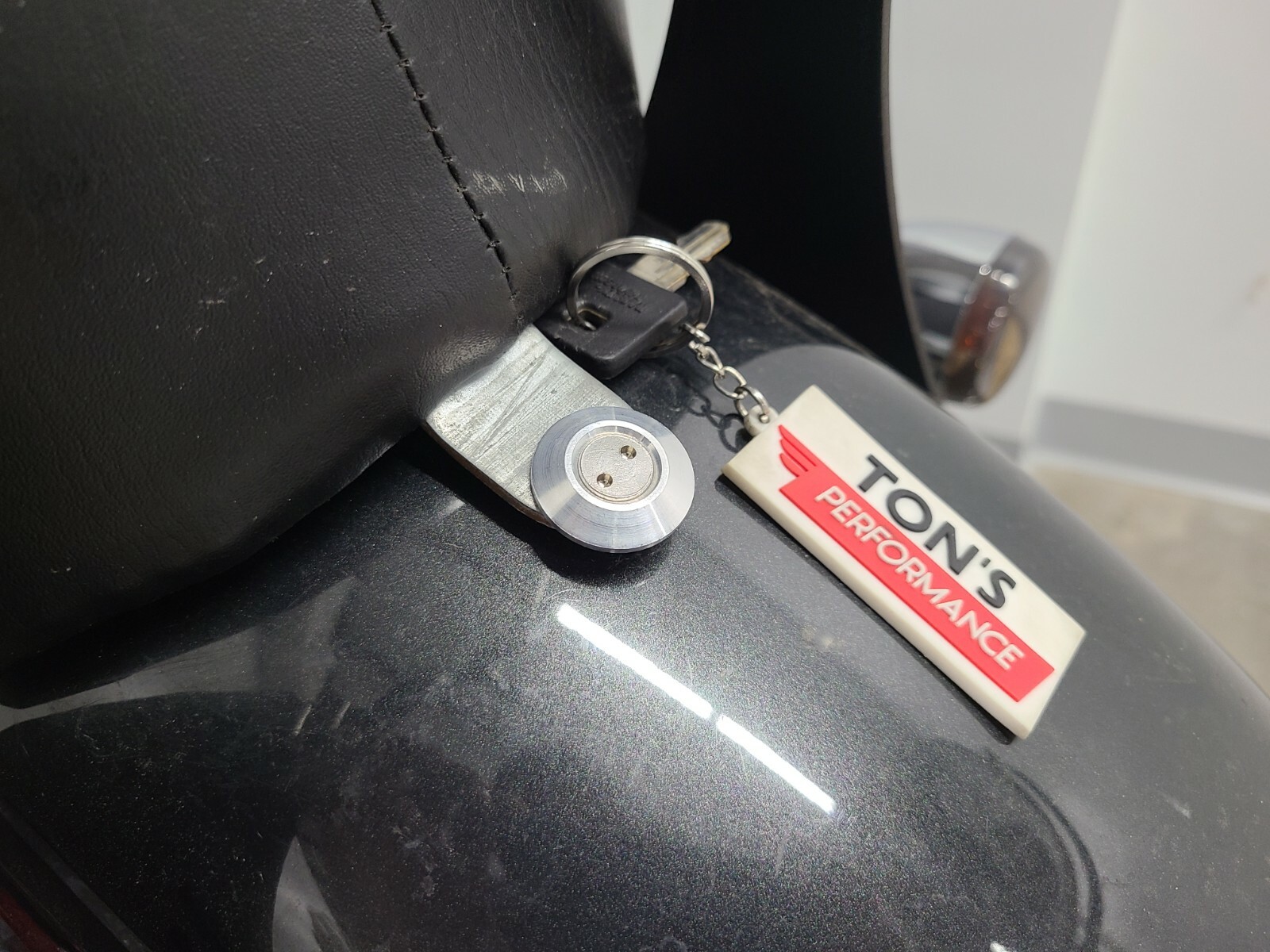 Anti-Theft Seat Bolt For Harley Davidson - Stainless Steel With Snake Eye CNC Ring, 1/4-20 Thread 5 thumbnail image