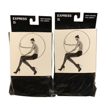 2 Pack of Express Body Shaping Full Length Sheer Black Nylons Tights M/L New