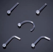20 Gauge Clear Invisible Acrylic BioFlex Piercing Retainer Nose Rings - MRI