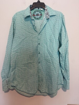Robert Graham Mens Windsor Long Sleeve  Shirt Damask Size M Flip Cuff