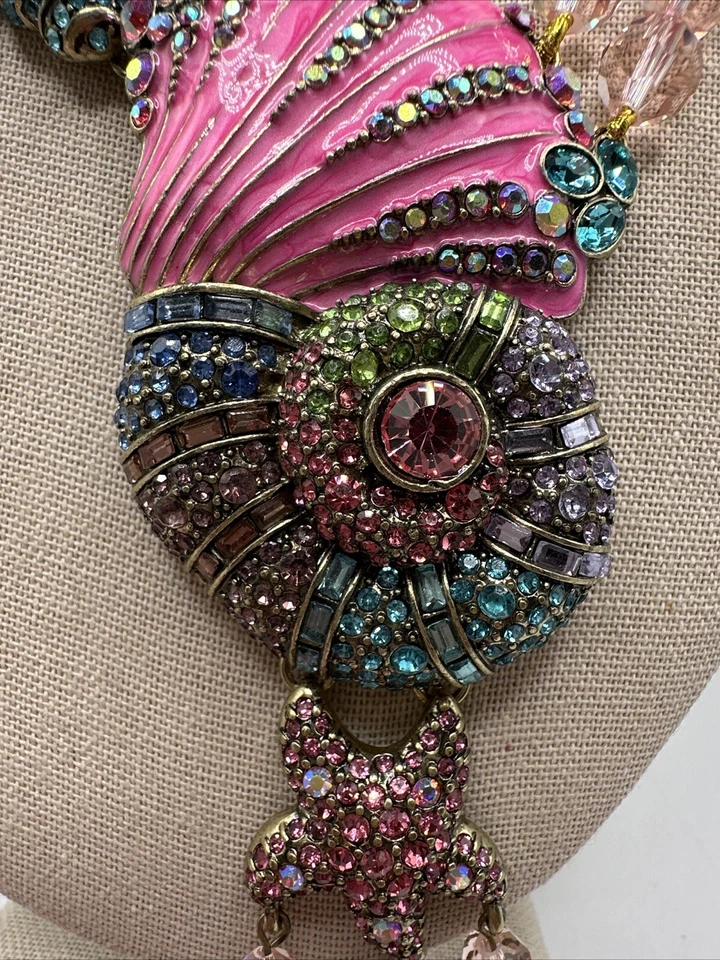 Collar llamativo estrella de mar con estrás y esmalte de cristal rosa y colorido Foto 4 de 4