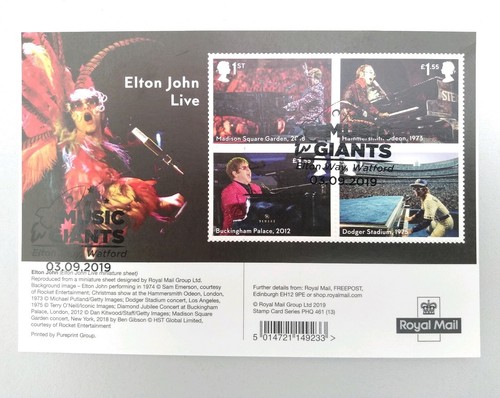 2019 Elton John Stamp set of 13 PHQ Postcards 13 Different postmarks BACK - 第 5/6 張圖片