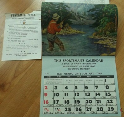 1948 Business Advertising Ad Promotion STREAM FIELD Sportsman Fishing  Calendar | eBay