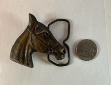 Vintage BERGAMOT Brass Horsehead Belt Buckle 2-1/4" x 2-1/4" ~ Made in USA