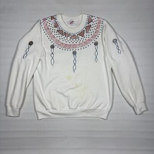 VTG Glittered Puff Paint Southwestern Design Sweatshirt Made in USA Womens Large