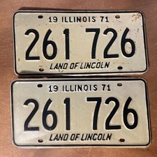 1971 Illinois License Plate Pair # 261 726