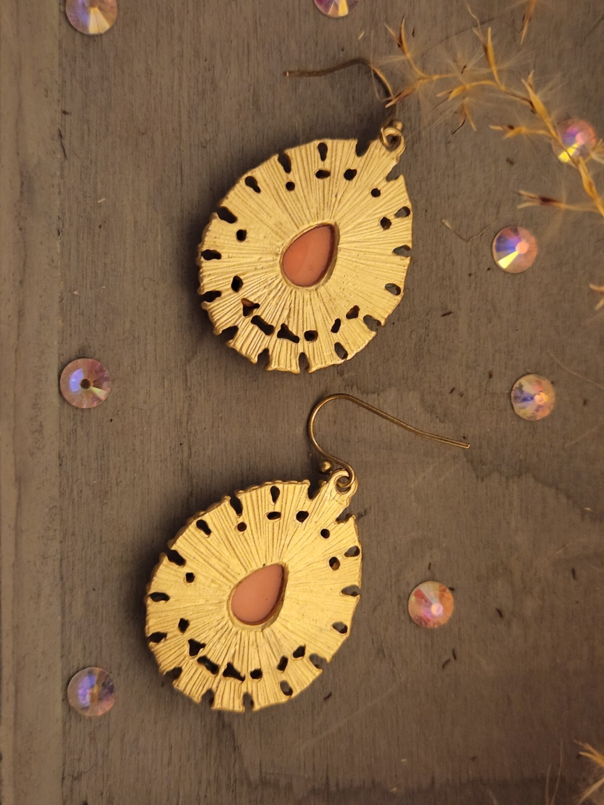 Multicolored gem drop shape dangle earrings with … - image 3