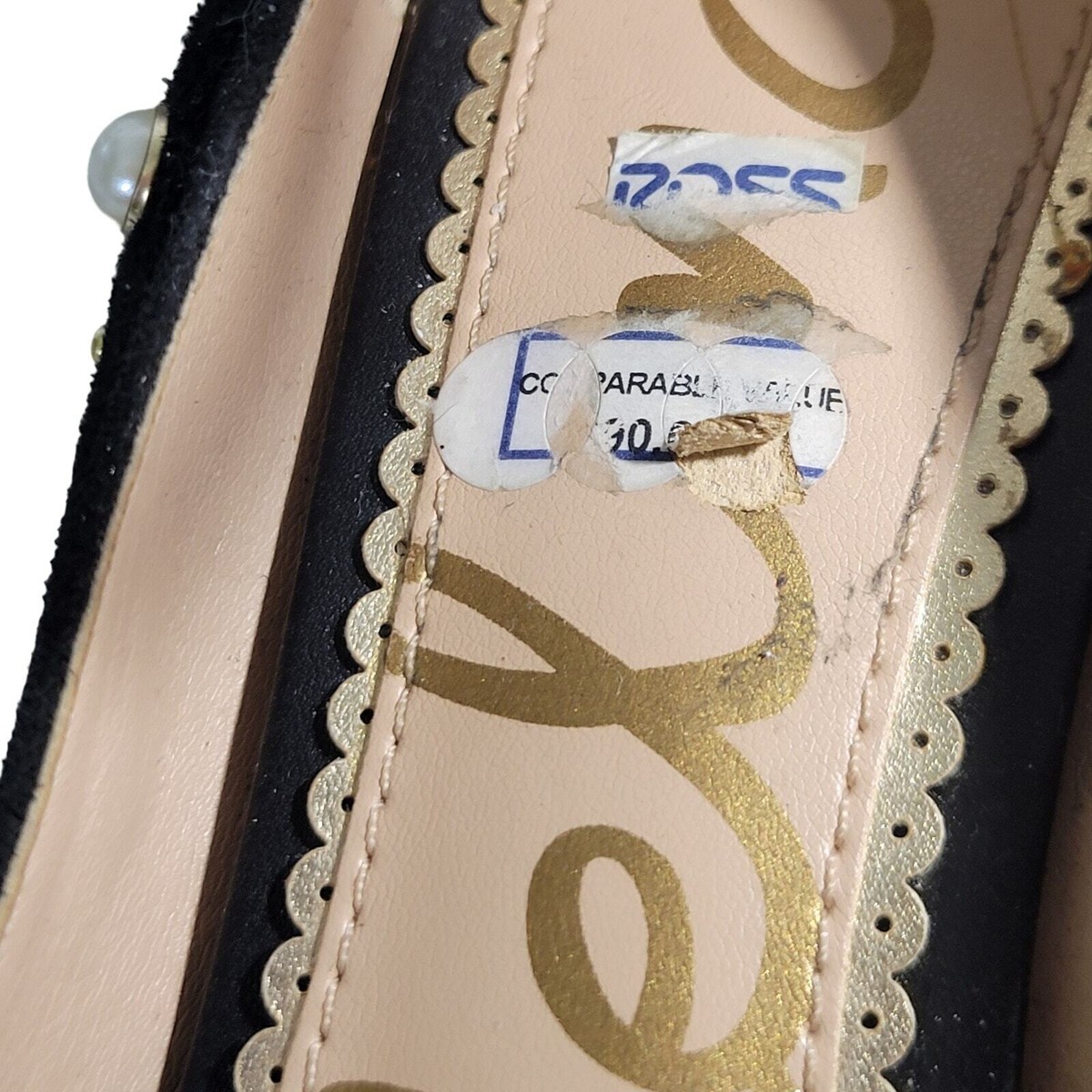 Sam Edelman Celestial Beaded Black Gold Heels sz