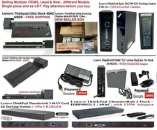 Lenovo Thinkpad Dock 40A2, 40A5, 40A9, 40AH, 4338, 40A0, 40AJ0135US - LOT