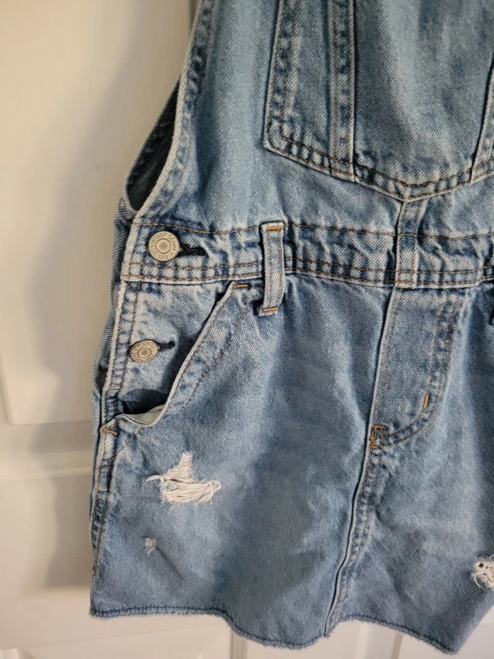 GAP Niños Niñas Denim Falda Envejecida Mono Falda Talla Mediana Foto 3 de 4