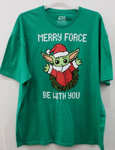 Star Wars Men's Merry Force Mandalorian Baby Yoda X-Mas T-Shirt Green 3XL (54-56 - Picture 2 of 6