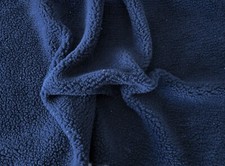 Navy Sherpa Fleece Knit Fabric By the Yard Jacket Lining, Blanket 7/24