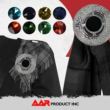 Scottish Kilt Fly Plaid Brooch Various Chrome Highland Pin Brooches Celtic 3" 