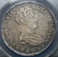 1825 Bolivia 8 Reale ANACS AU 50 Plata Silver Americas Colonial Toned Coin